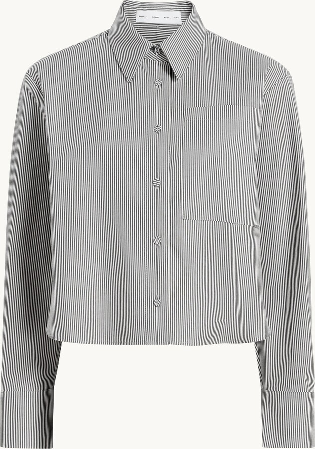 Proenza Schouler White Label Olive Shirt Parchment/dark Teal 0