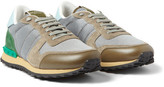 Thumbnail for your product : Valentino Leather-Trimmed Suede and Mesh Sneakers
