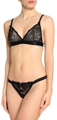 Mimi Holliday Button-detailed Lace And Satin Low-rise Thong