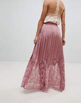 Thumbnail for your product : Little Mistress Petite Lace Pleated Maxi Skirt