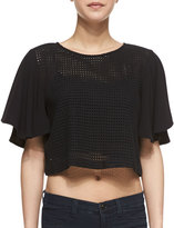 Thumbnail for your product : Autograph Addison Pike Mixed Media Crop Top, Black