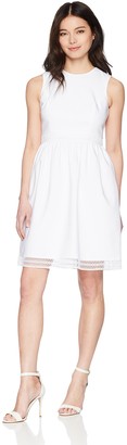 Calvin Klein Women's Cotton Fit and Flare with Novelty Trim Dress