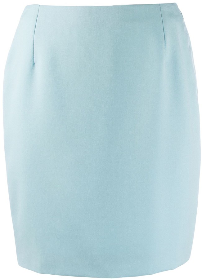 light blue wool skirt
