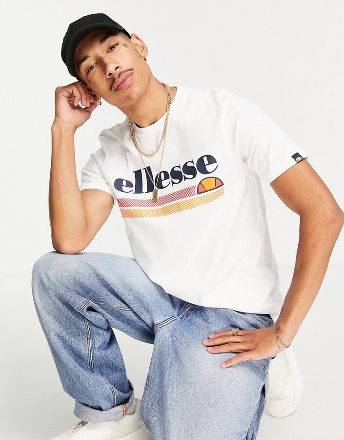 Ellesse chest logo T-shirt in white - ShopStyle