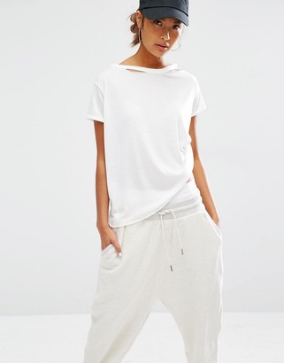 Daisy Street Relaxed T-Shirt With Distressed Neck