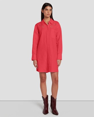 7 For All Mankind Scalloped Shirt Dress in Geranium