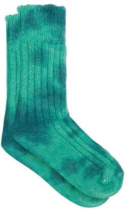 The Elder Statesman Hot Yosemite Tie-dye Cashmere Socks - Green Multi