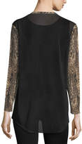Thumbnail for your product : Neiman Marcus Ocelot-Print Cashmere Cardigan w/ Sheer Back