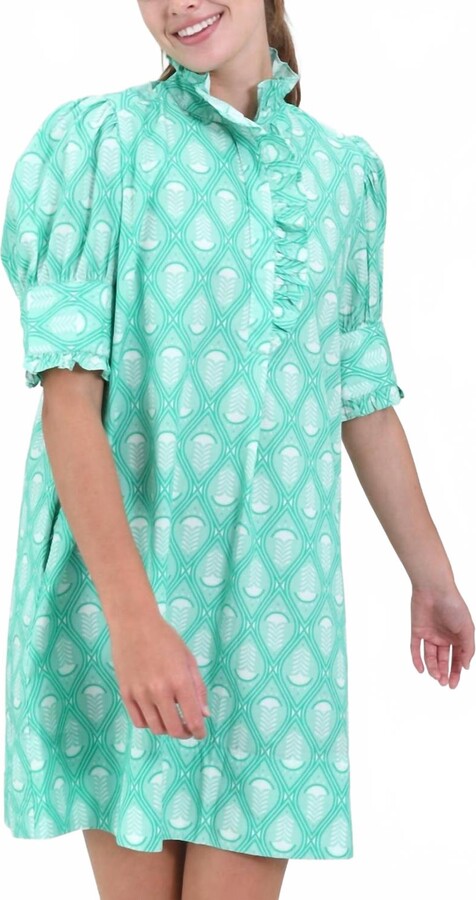 Navybleu Westport Dress In Green Stamp