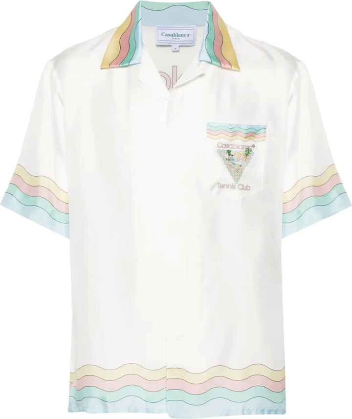 Casablanca Cuban-Collar Silk Shirt