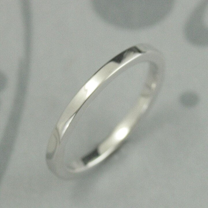 Etsy 14K Gold Wedding Band Modern Flat Edge Stacking Ring 2mm Square Women's White Spacer