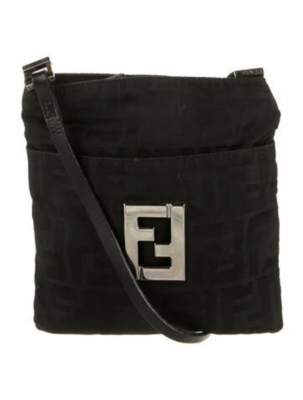 Fendi LeatherTrimmed Zucca Crossbody Bag Black ShopStyle