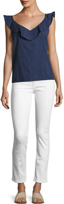 Paris Stagger-Hem Skinny Jeans, White
