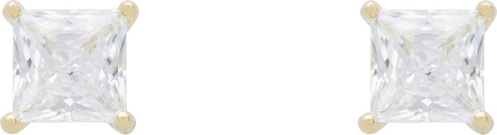 Latelita White / Gold / Neutrals Square-Cut Solitaire Stud Earrings Moissanite Gold