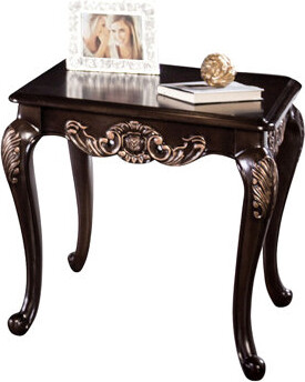 Bloomsbury Market Traditional Style 1Pc Square End Table Solid Wood Structure Curve Legs Carved Design