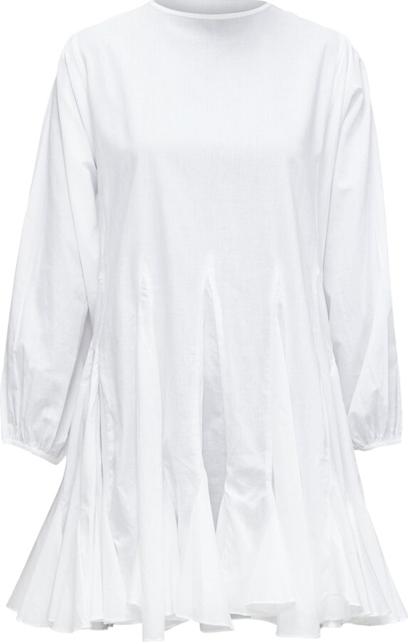 Rhode Resort Ella Cotton Long Sleeve Flutter Hem Tent Dress