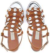 Thumbnail for your product : L'Autre Chose Sandy Ochre Leather Heeled Sandal With Silver Buttons