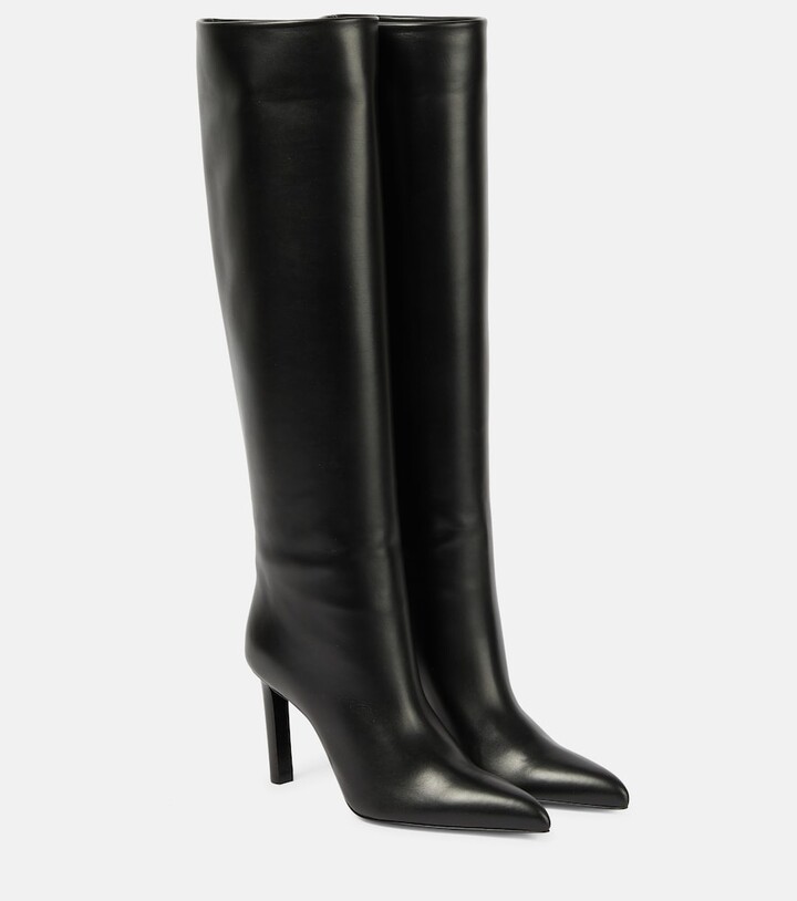 Saint Laurent Kidd 90 leather knee-high boots - ShopStyle