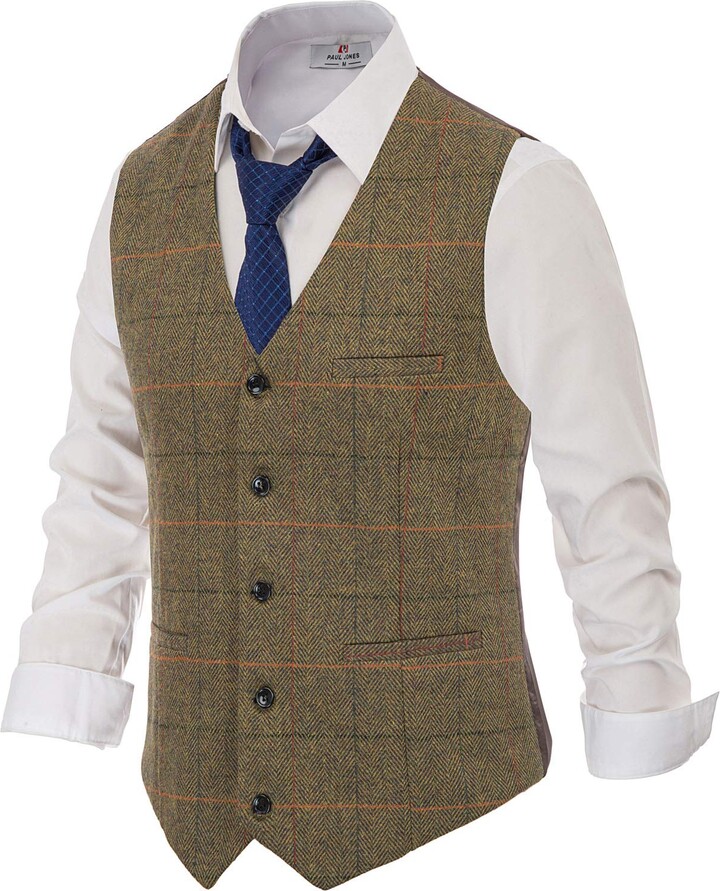 Pj Paul Jones PAUL JONES Men's British Herringbone Tweed Vest Premium ...