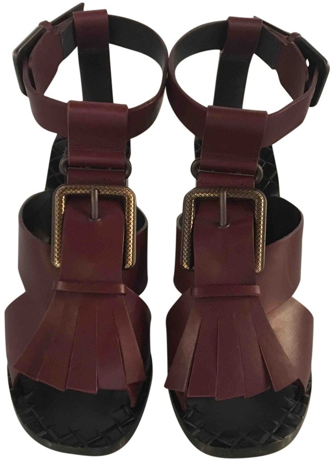 burgundy leather sandals