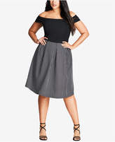 Thumbnail for your product : City Chic Trendy Plus Size Flirty Stripe Pleated Skirt