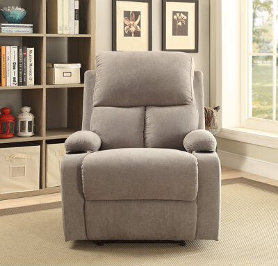Piontek Modern Recliner with Dual Cup Holders | 5" Wall Clearance, Small Space Friendly, 220lbs Capacity