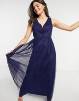 Thumbnail for your product : Little Mistress bridesmaid cut out back maxi dress in navy