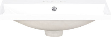 24" Basin Sink For Bathroom, Resin, 3 Faucet Holes, 23.64 In. D, 6.77 H, White Bathroom Sink, Resin Vanity Top, 17.7 W, White, Lightweight