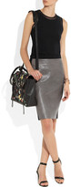 Thumbnail for your product : DKNY Ponte-paneled leather skirt