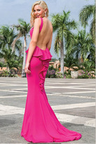 Thumbnail for your product : Jovani Fitted Backless Jersey Mermaid Dress with Ruffled Bustle JVN21899