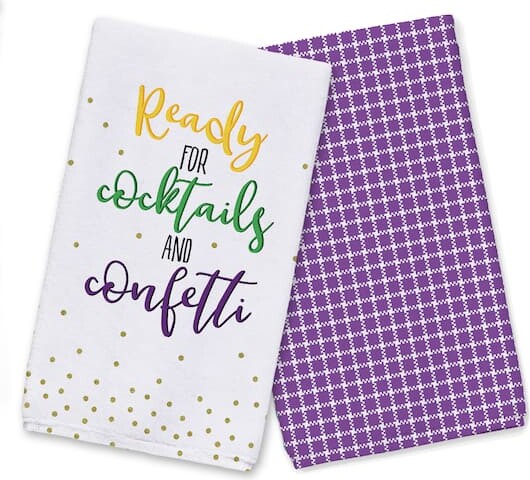 Cocktails & Confetti Mardi Gras Tea Towel Set By Designs Direct