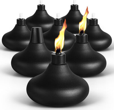 SHANXIQIANNA 8 Pack Metal Table Top Torches, 24.5oz Citronella Torches for Outside, Refillable Flame Light Torch, Decorative Tabletop Lantern for Yard