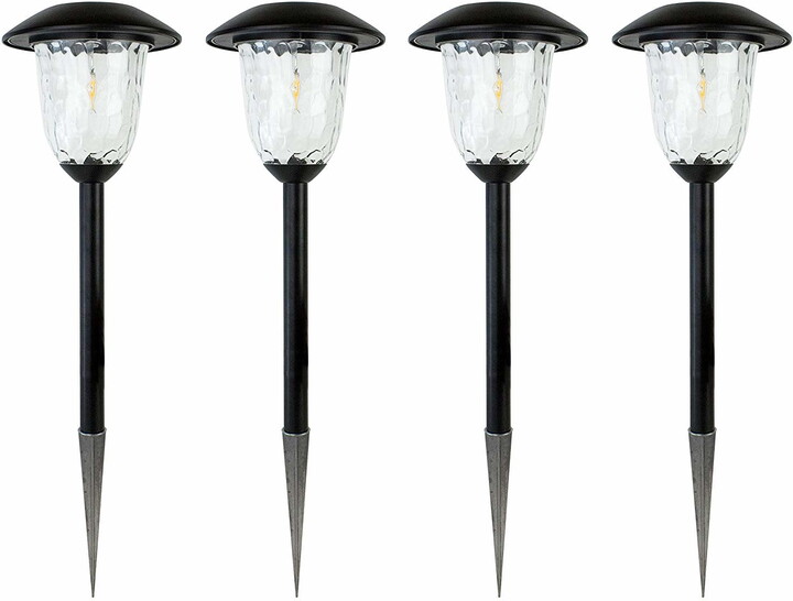 Best Solar Light Outdoor Solar LED Filament-Style Path Lights in Black, Weatherproof Metal Light, 10X Brightness, 3000K, 4-Pack