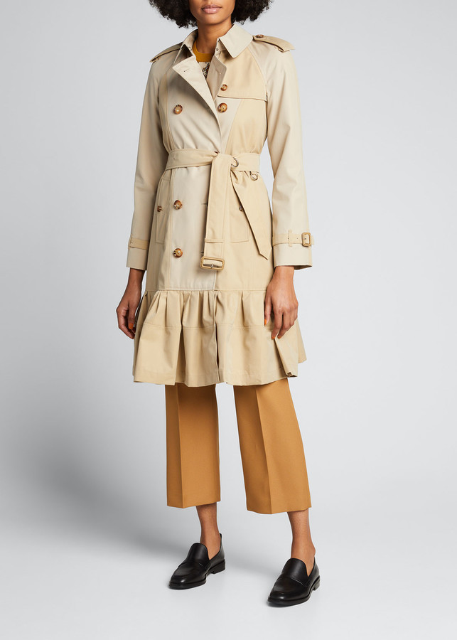 Burberry Clayhall Ruffled Gabardine Trench Coat - ShopStyle Women's Fashion