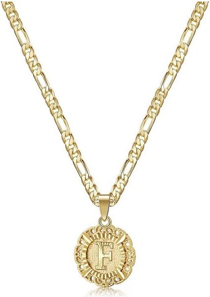 Summit Adventure Women's14KGoldPlatedInitialNecklacewithRoundLetterPendantfromA-ZonFigaroChain