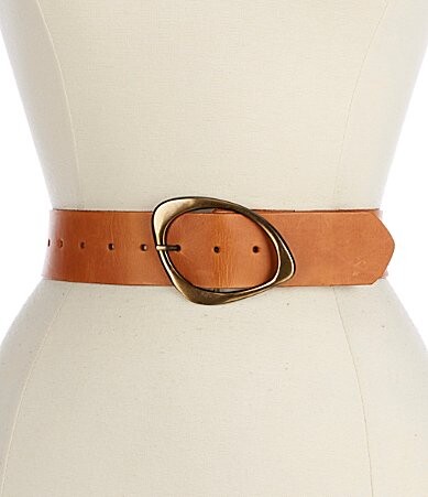 ADA Leather Molten Oval Buckle Wide Belt