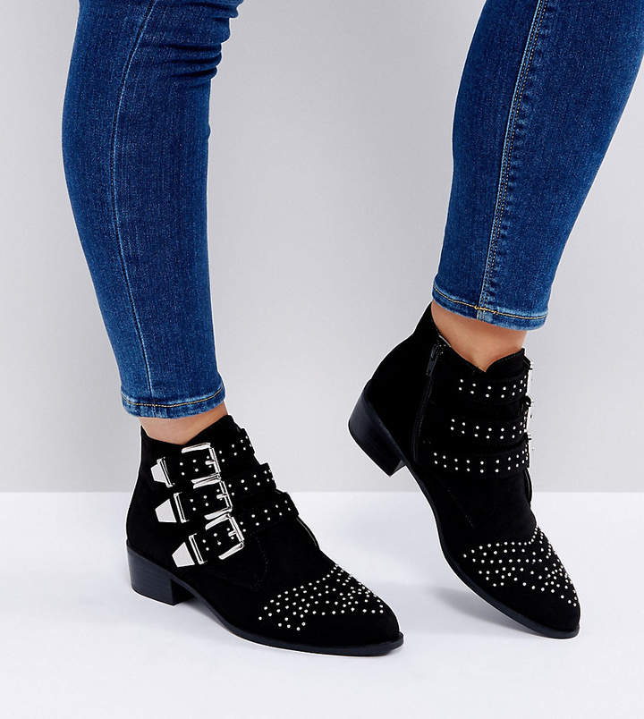 Flat Ankle Office Studded Ankle Boots Fashion Look Featuring Qupid