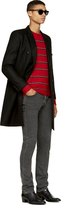 Thumbnail for your product : Saint Laurent Red & Grey Striped Wool Cashmere Sweater