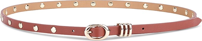 Ettika Women's Classic Studded Skinny Leather Belt