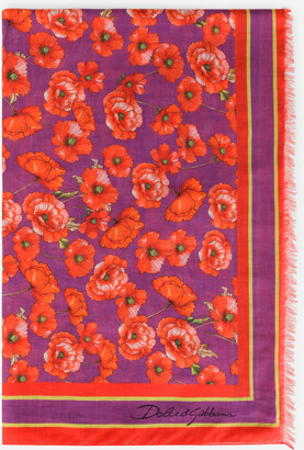 Dolce & Gabbana Cotton sarong with poppy print (110 x 190)