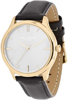 Lars Larsen Women's Quartz Watch with Silver Dial Analogue Display and Black Leather Strap 127GBBLL