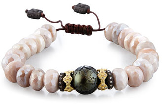 Armenta Old World Mystic Moonstone Bead & Carved Tahitian Pearl Bracelet with Diamonds
