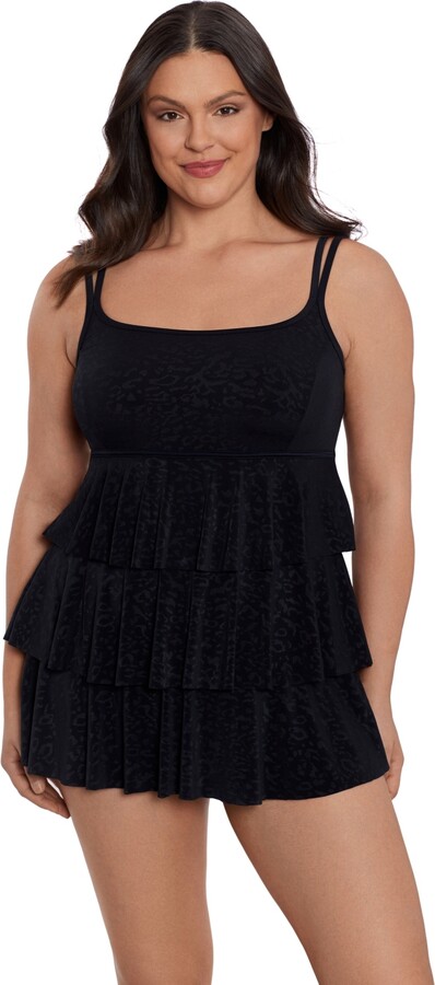 Longitude by Mimi Flamingo Women's Triple Tier Swim Dress
