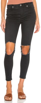 free people busted knee skinny jeans black