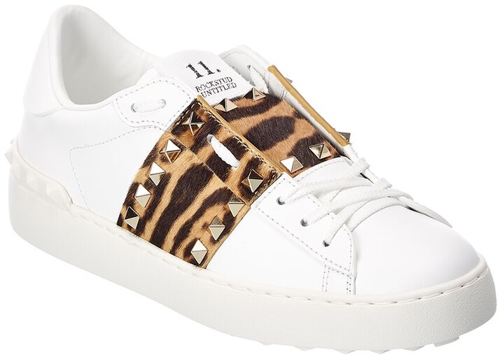 Valentino Rockstud Untitled Leather & Haircalf Sneaker - ShopStyle