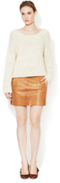Thumbnail for your product : Vince Leather Mini Skirt with Pleated Detail