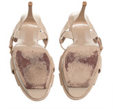 Thumbnail for your product : Saint Laurent Beige Patent Leather Tribute Platform Ankle Strap Sandals Size 41
