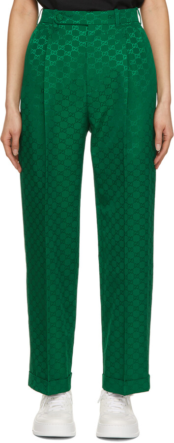 Gucci Green 'GG' Canvas Trousers - ShopStyle Pants