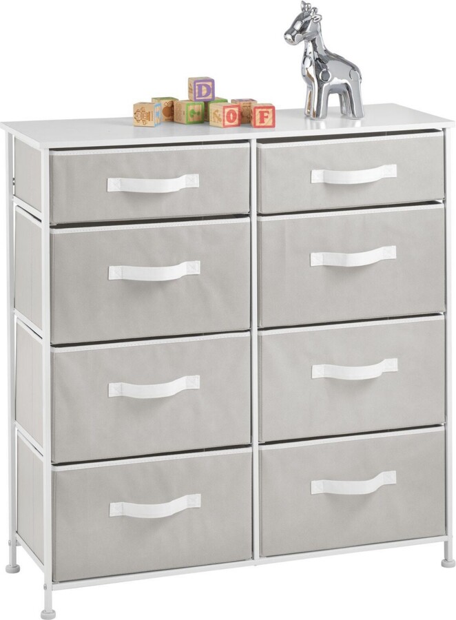 mDesign Vertical Furniture Storage Tower with 8 Fabric Drawer Bins