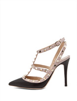 Thumbnail for your product : Valentino Rockstud Punkouture Patent Leather Slingbacks T.100 in Black